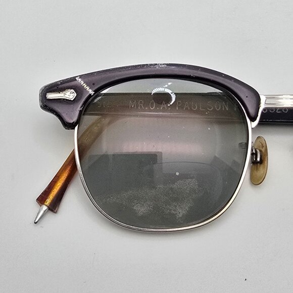 Shuron 1/10 12K G.F. Black White Gold Horn Rimmed Aluminum Eyeglasses Frame 44mm - Picture 16 of 16